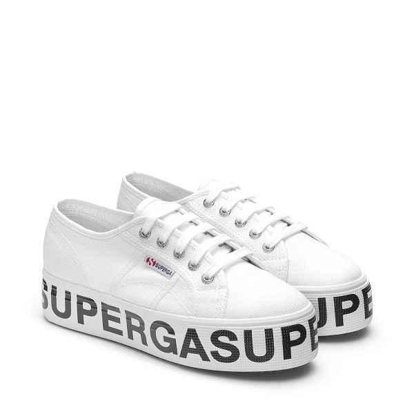 Superga 2790 Cotw Outsole Lettering White Platform Sneakers - Women's Sneakers USA | US4809072